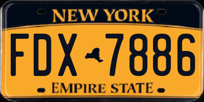 NY license plate FDX7886