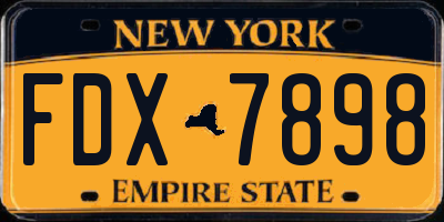 NY license plate FDX7898
