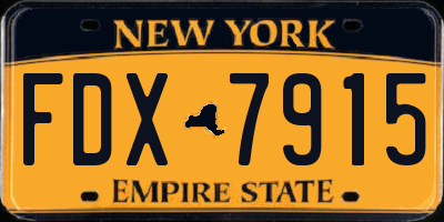 NY license plate FDX7915