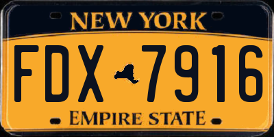 NY license plate FDX7916