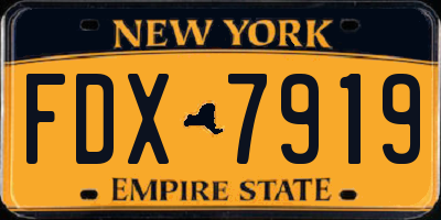 NY license plate FDX7919