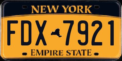 NY license plate FDX7921