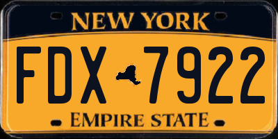 NY license plate FDX7922