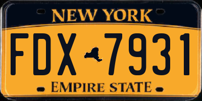 NY license plate FDX7931