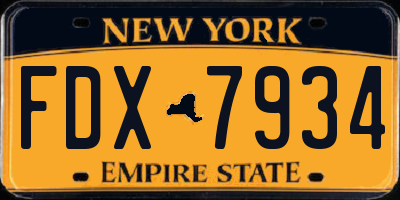 NY license plate FDX7934