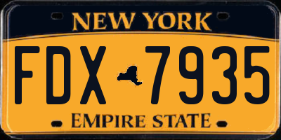 NY license plate FDX7935