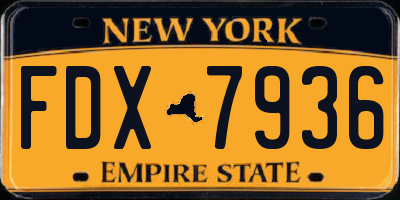 NY license plate FDX7936