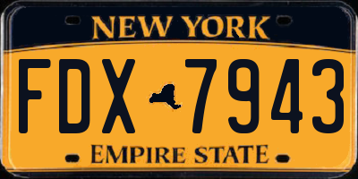 NY license plate FDX7943