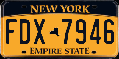 NY license plate FDX7946