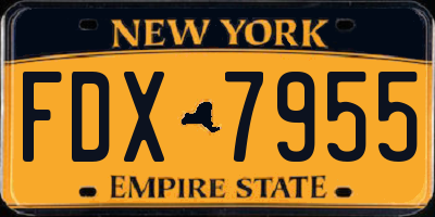 NY license plate FDX7955