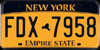 NY license plate FDX7958