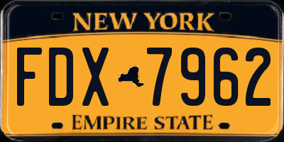 NY license plate FDX7962