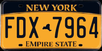 NY license plate FDX7964