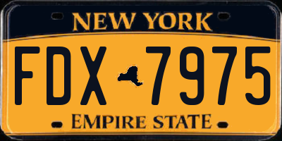 NY license plate FDX7975