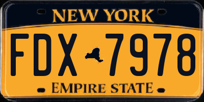 NY license plate FDX7978