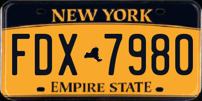 NY license plate FDX7980