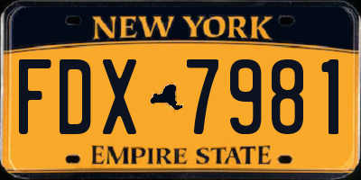 NY license plate FDX7981