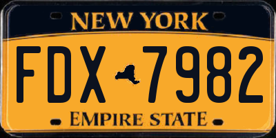 NY license plate FDX7982