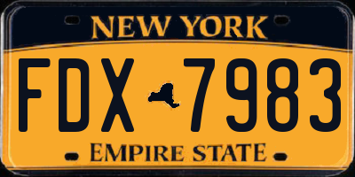 NY license plate FDX7983