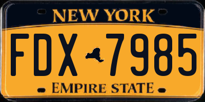 NY license plate FDX7985