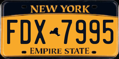 NY license plate FDX7995