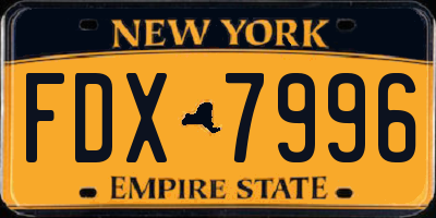 NY license plate FDX7996