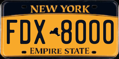 NY license plate FDX8000