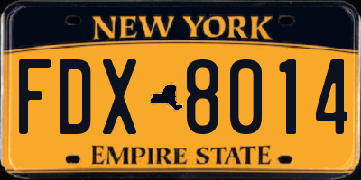 NY license plate FDX8014