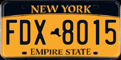 NY license plate FDX8015