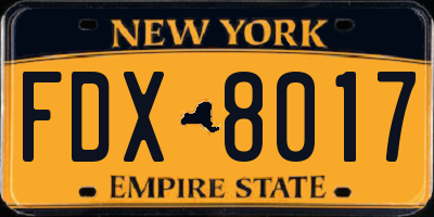 NY license plate FDX8017