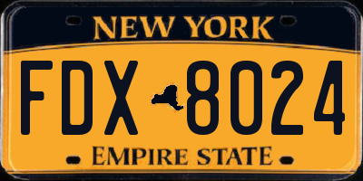 NY license plate FDX8024