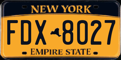 NY license plate FDX8027