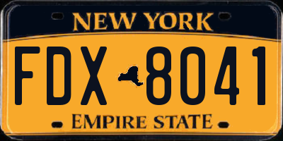 NY license plate FDX8041