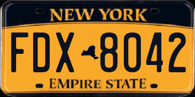 NY license plate FDX8042