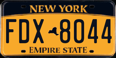 NY license plate FDX8044