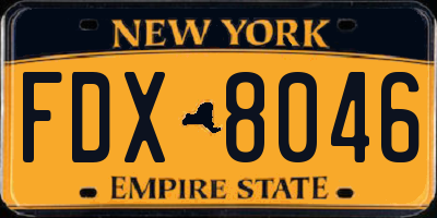 NY license plate FDX8046