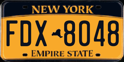 NY license plate FDX8048