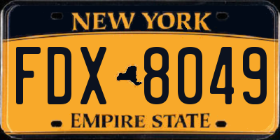 NY license plate FDX8049