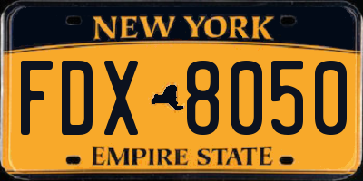 NY license plate FDX8050