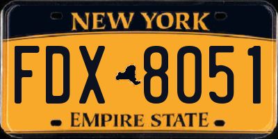 NY license plate FDX8051