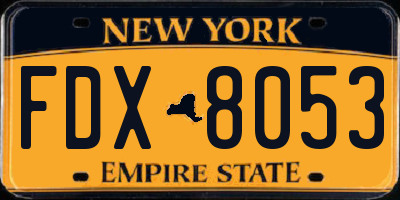 NY license plate FDX8053