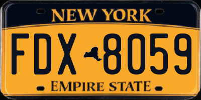 NY license plate FDX8059