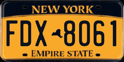NY license plate FDX8061