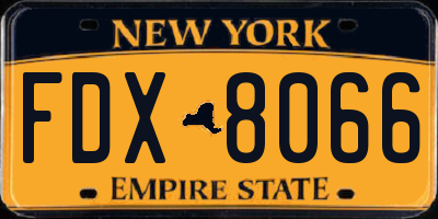 NY license plate FDX8066