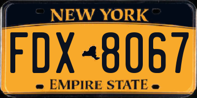 NY license plate FDX8067