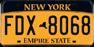 NY license plate FDX8068