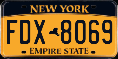 NY license plate FDX8069