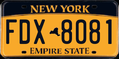 NY license plate FDX8081