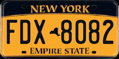 NY license plate FDX8082
