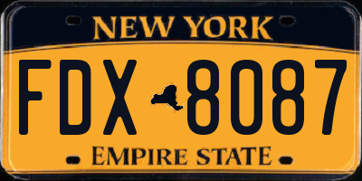NY license plate FDX8087